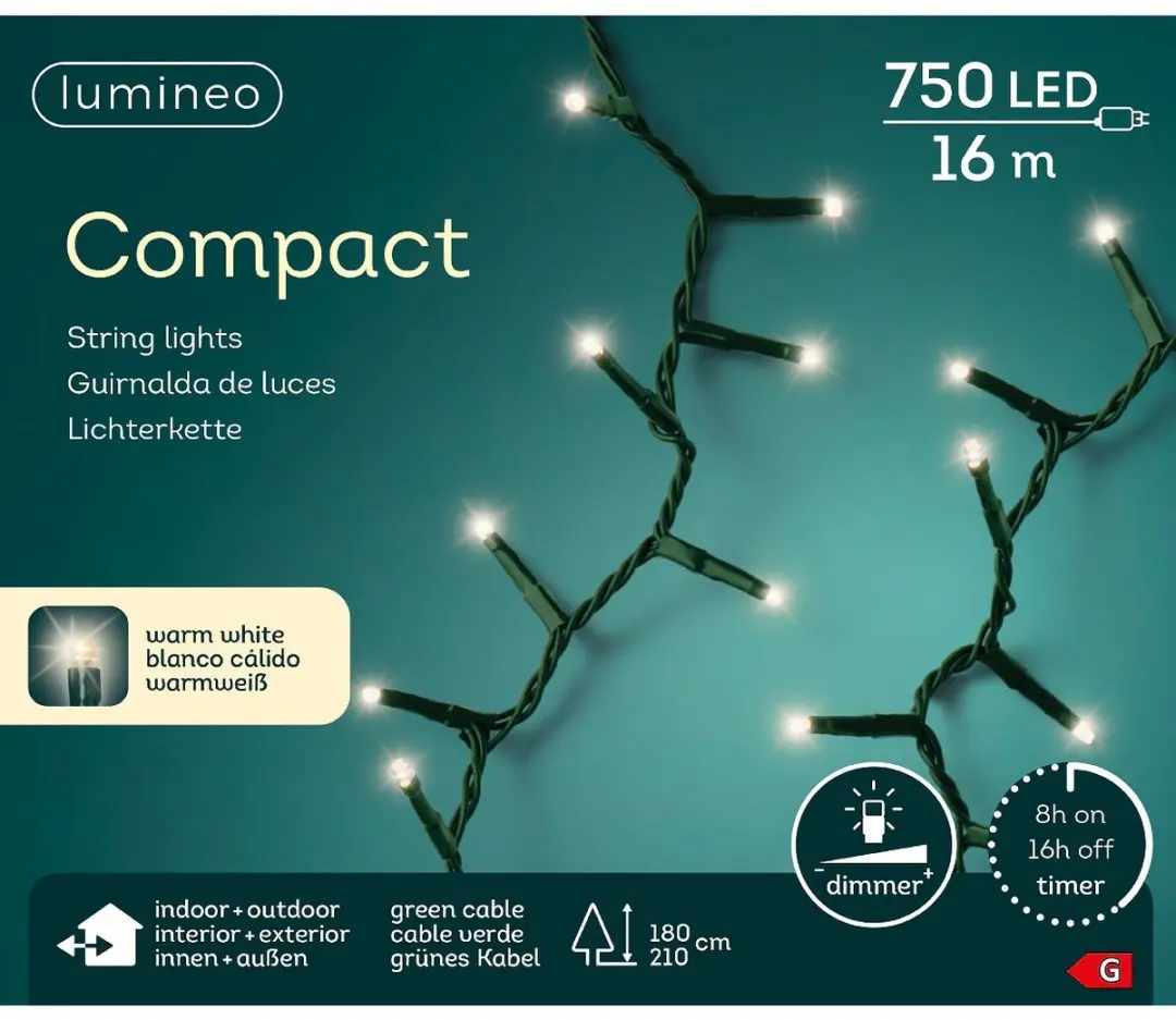 Lumineo Compact Rice Lights 750LED 16m Warm Wit