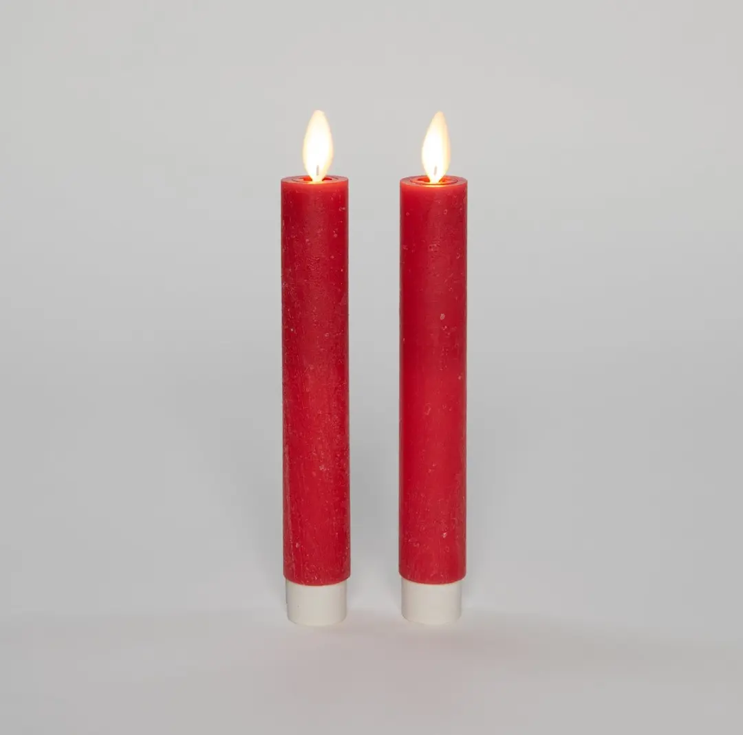Anna's Collection LED Dinerkaarsen 2 Stuks - Rood - 18cm