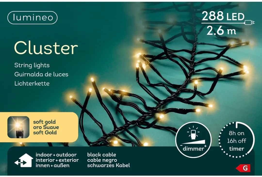 Lumineo LED Clusterverlichting 2,6m - 288 LEDS - Extra warm wit