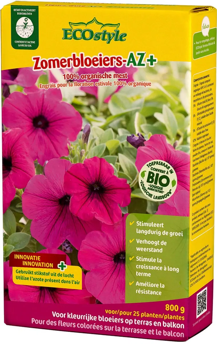 ECOstyle Zomerbloeiers-AZ Organische Tuinmest 800g