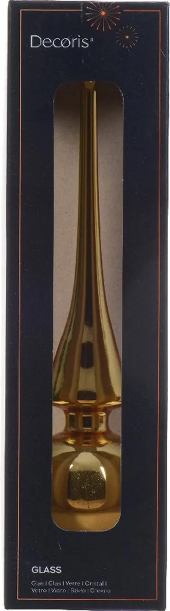 Decoris Kerstboompiek Glas - Lichtgoud 26cm - afbeelding 6 van 6