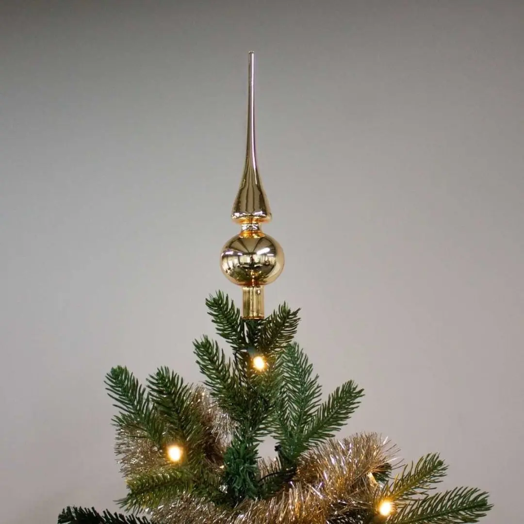 Decoris Kerstboompiek Glas - Lichtgoud 26cm - afbeelding 4 van 6