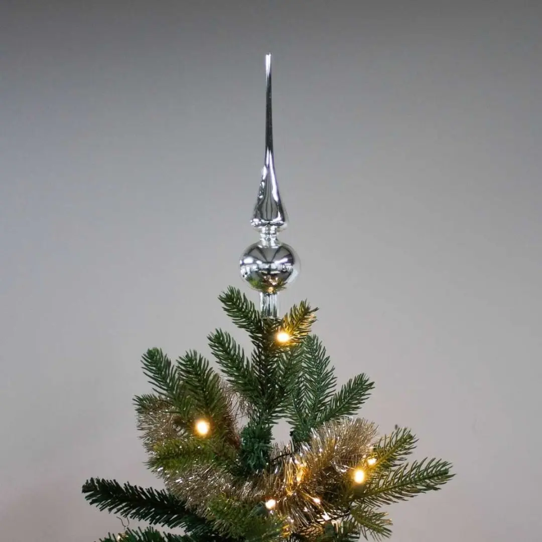 Decoris Kerstboompiek Glas - 26cm Zilver - afbeelding 2 van 6