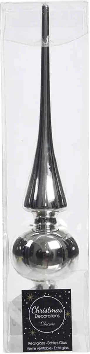 Decoris Kerstboompiek Glas - 26cm Zilver - afbeelding 4 van 6