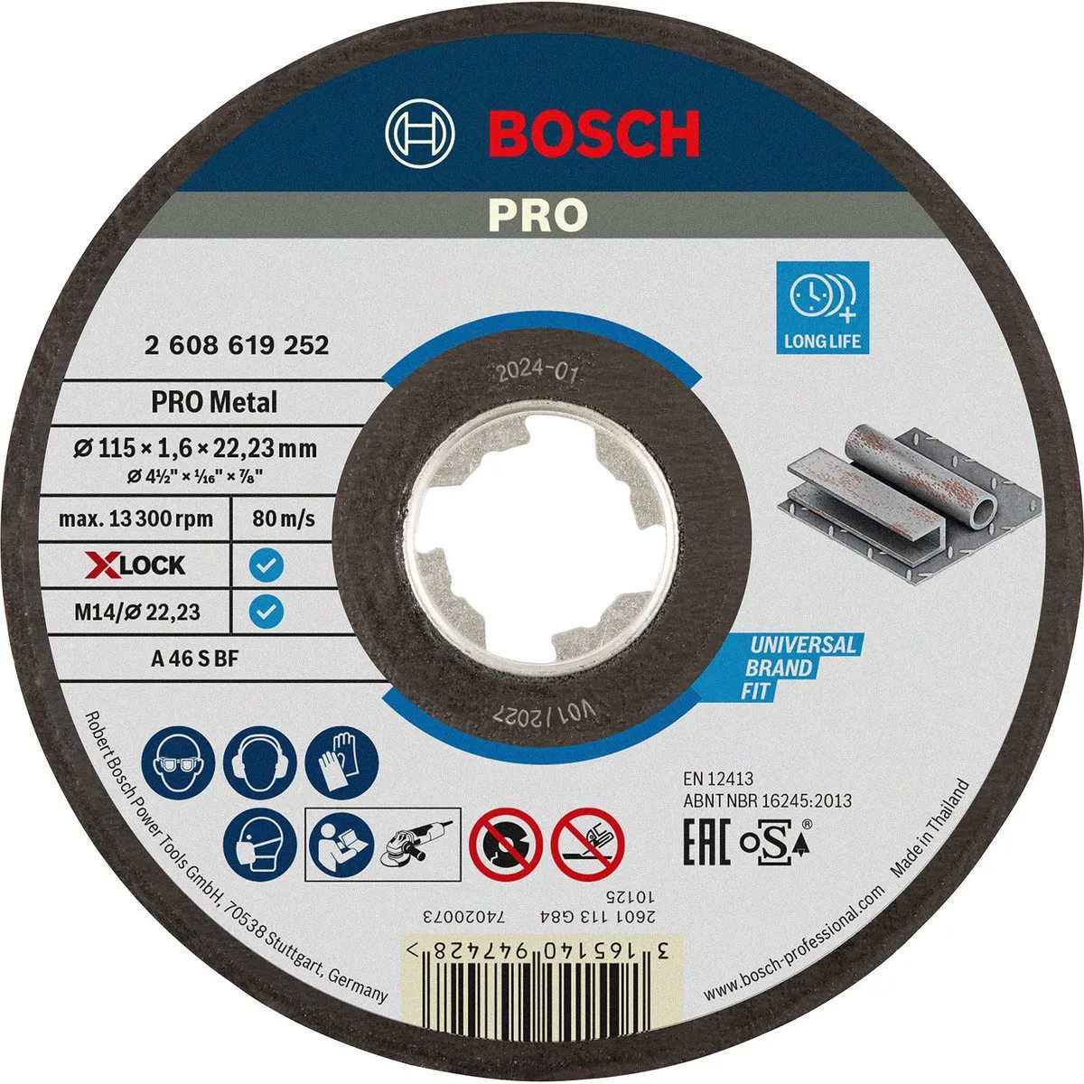 Bosch Professional X-Lock Slijpschijf 115mm Metaal