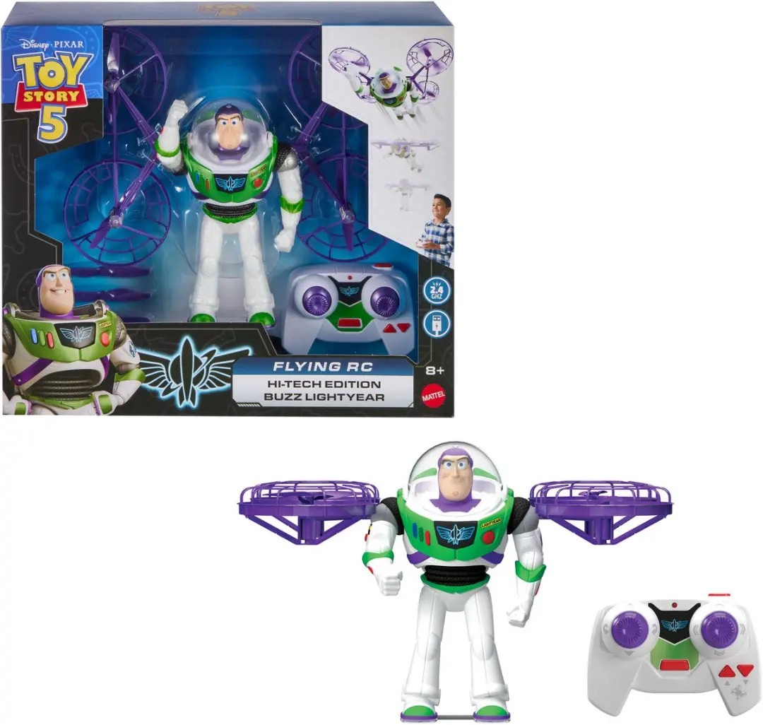 Mattel Toy Story 5 vliegende RC Buzz Lightyear speelgoed met afstandsbediening.