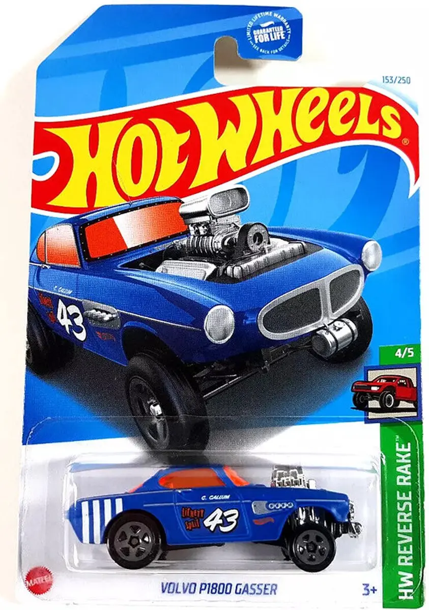 HOT WHEELS VOLVO P1800 GASSER 153/250 BLUE 1:64 HW REVERSE RAKE 4/5 (2024)