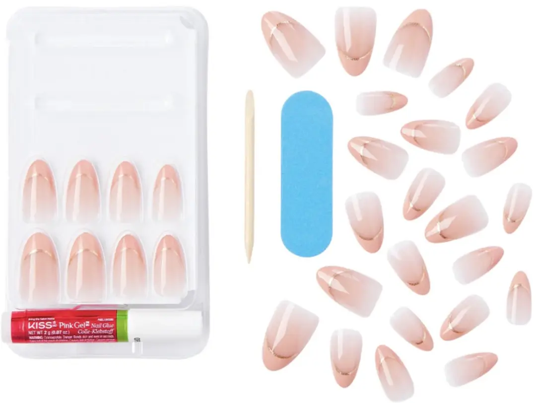 Kiss Voguish Fantasy Éclatant Kunstnagels Peach French - 28 Stuks - afbeelding 2 van 5