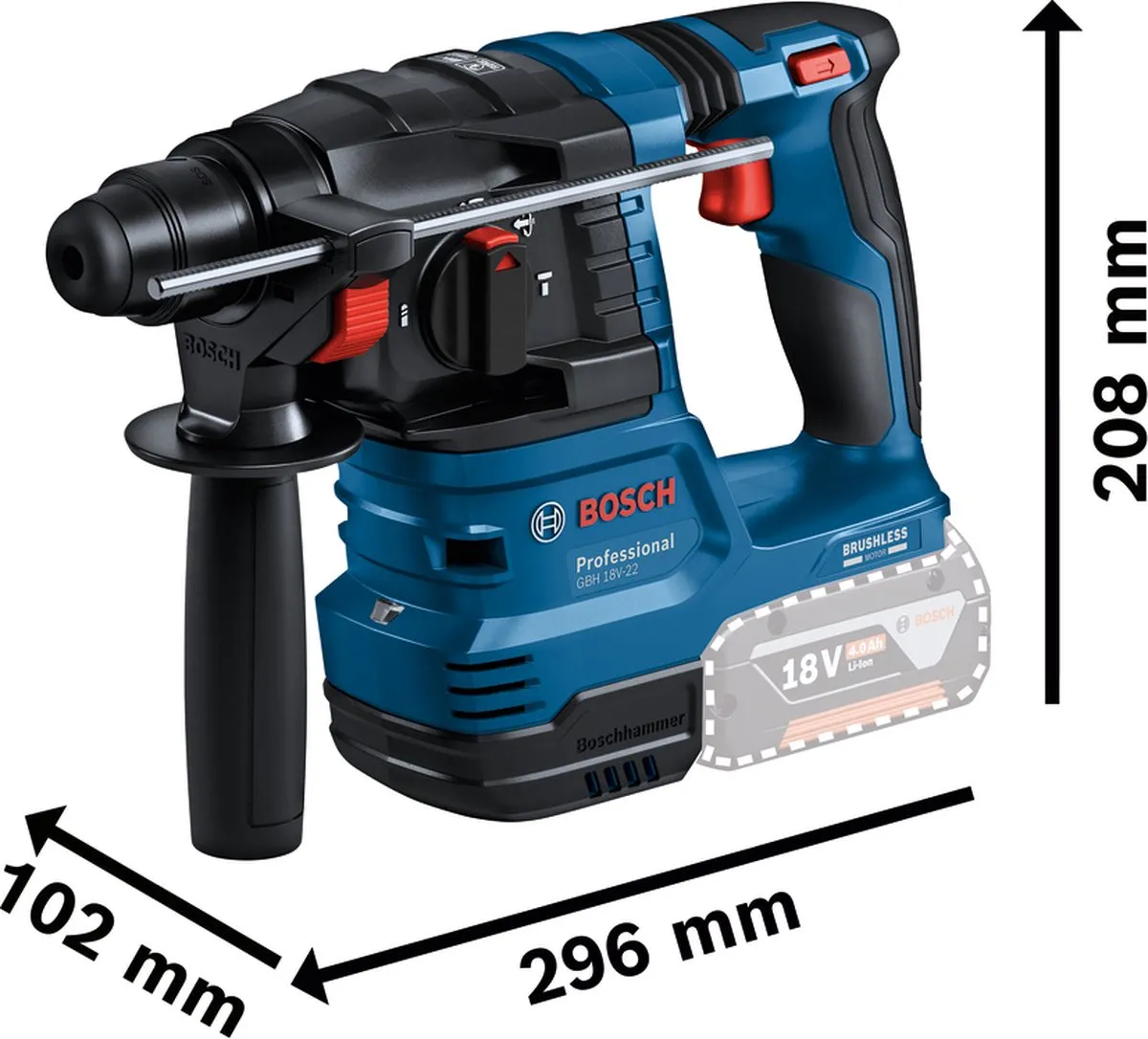 Bosch Professional GBH 18V-22 Accuboorhamer - 2x4.0Ah - L-BOXX