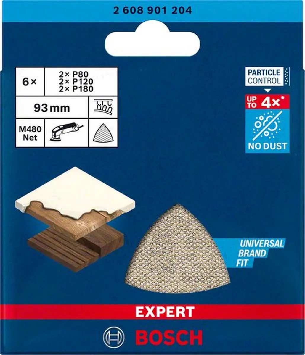 Bosch Professional EXPERT M480 Schuurnetset - 6 Stuks 80/120/180