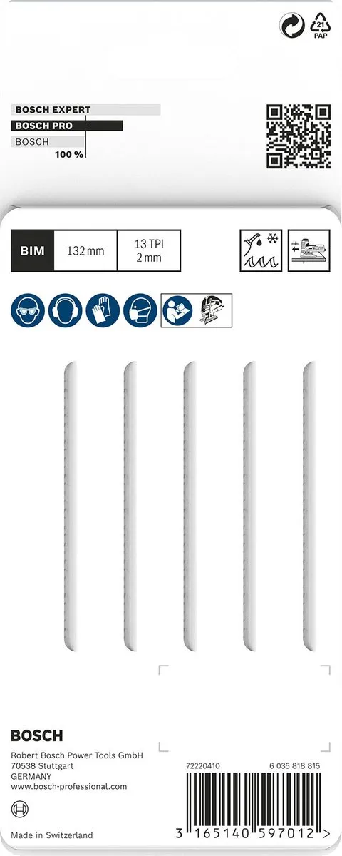 Bosch Professional DECOUPEERZB T321BF Decoupeerzaagblad Metaal - 5 Tanden