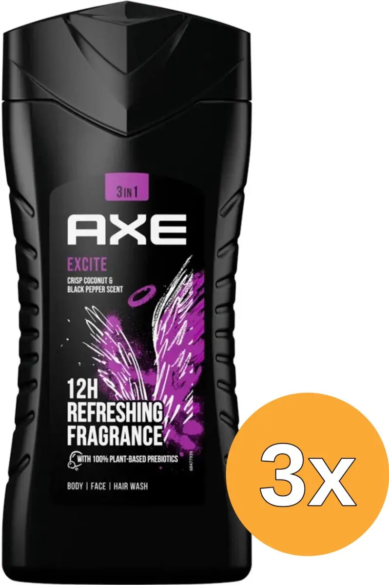 3x Axe Shower gel excite (250 ml)