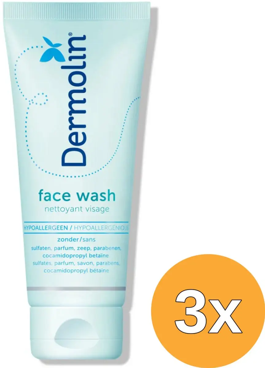 3x Dermolin Face wash CAPB Vrij (100 ml)