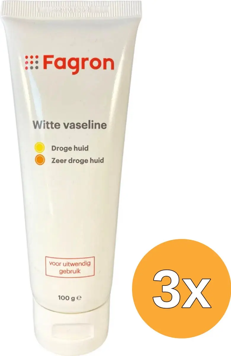 3x Fagron Vaseline album/witte tube (100 gr)