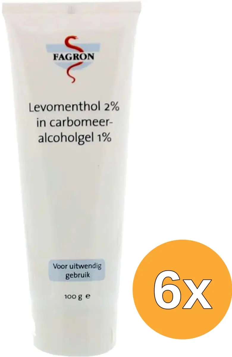 6x Fagron Levomenthol 2% carbomeer gel (100 gr)