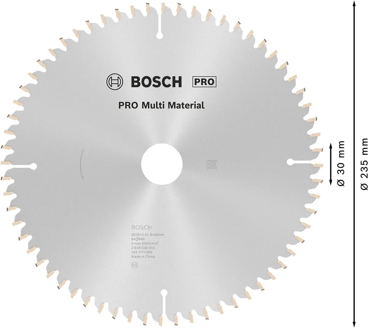 Bosch Professional Cirkelzaagblad CIRKZB MULTI 235X30/25X2,4 64T - Hout