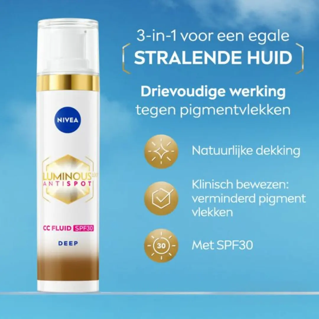 NIVEA Luminous630 CC Cream SPF 30 - 3x40ml - Beige - afbeelding 3 van 6