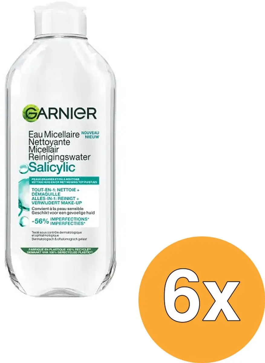 6x Garnier Skin Active Micellair Reinigingswater Salicylic (6 x 400 ml)