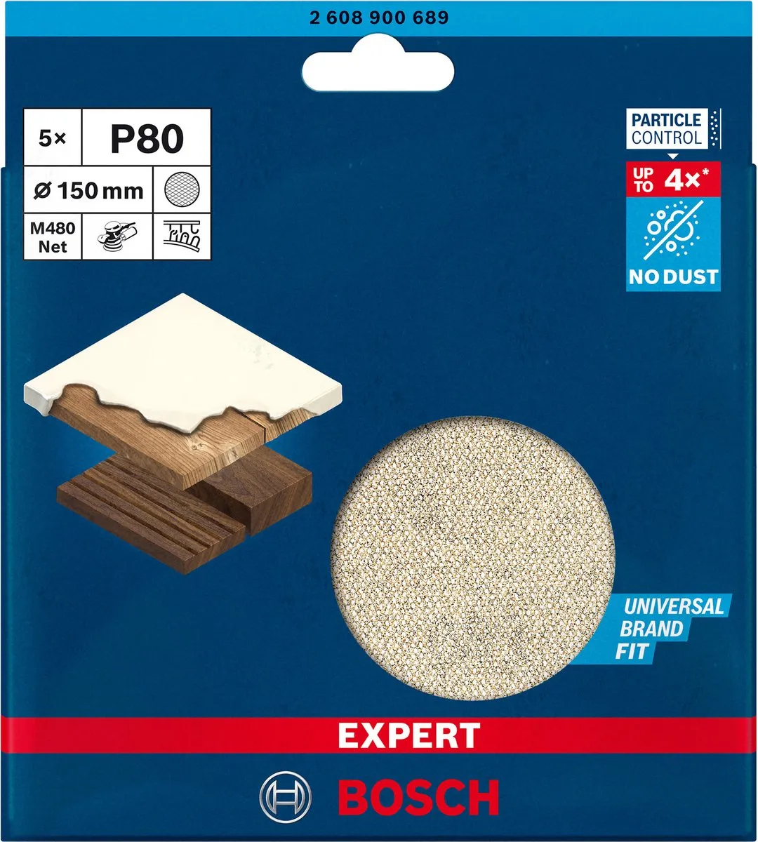 Bosch Professional EXPERT M480 Schuurnet 150mm - Korrel 80 - 5 Stuks