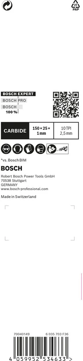 Bosch Professional Expert S 955 HHM Reciprozaagblad Metaal 2608900373