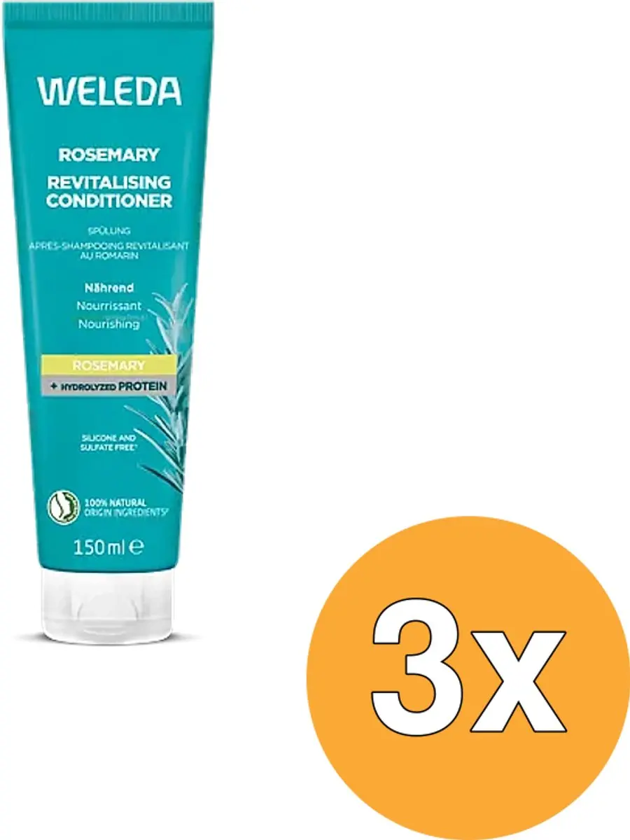 3x Weleda Rozemarijn Revitaliserende Conditioner (150 ml)