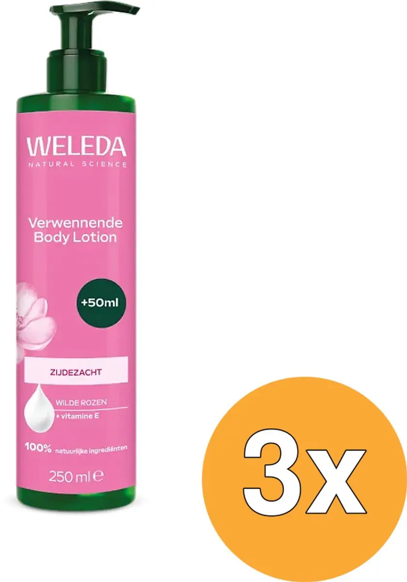 3x WELEDA Verwennende Body Lotion Wilde Rozen (250 ml)