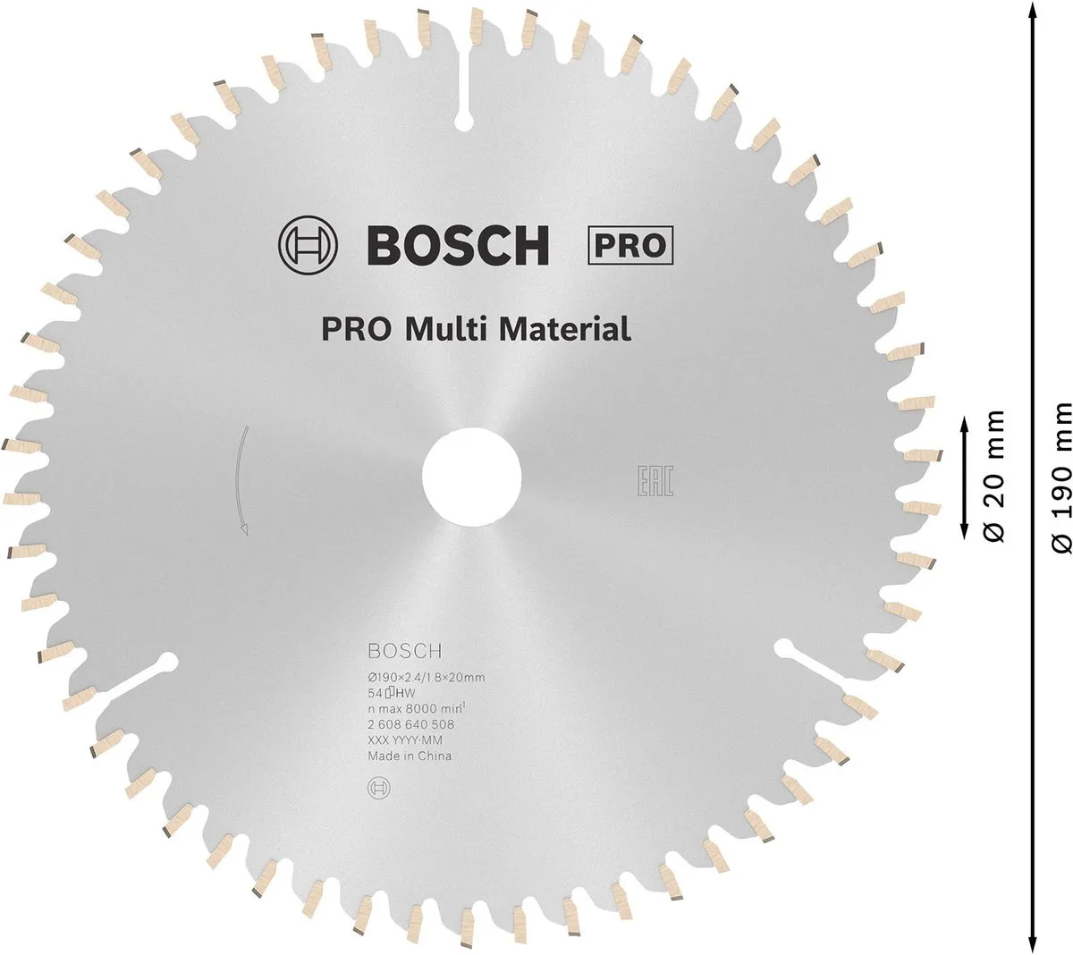Bosch Professional Cirkelzaagblad CIRKZB MULTI 190X20/16X2,4 54T TR-F
