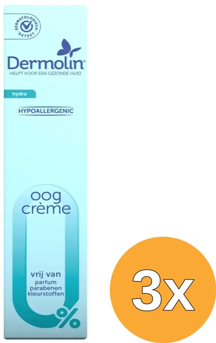 3x Dermolin Oogcrème Hydra tube (15 ml)
