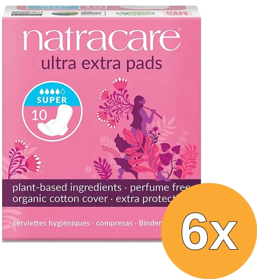 6x Natracare Maandverband ultra extra super (10 stuks)
