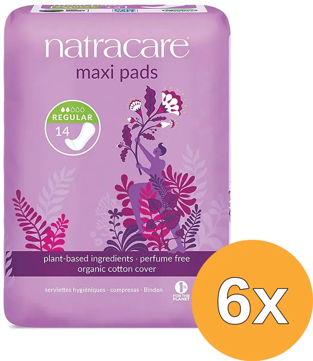 6x Natracare Maandverband normaal (14 stuks)