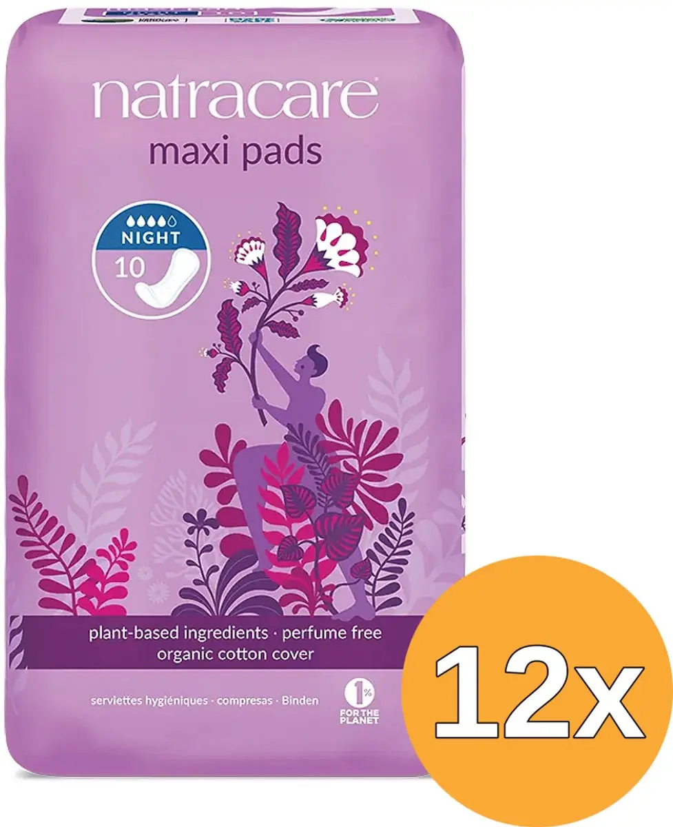 12x Natracare Maandverband nacht (10 stuks)