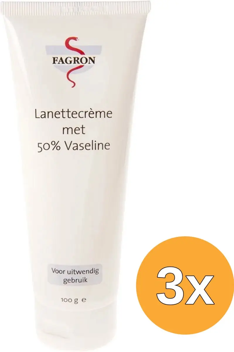 3x Fagron Lanettecreme met 50% Vaseline (100 gr)