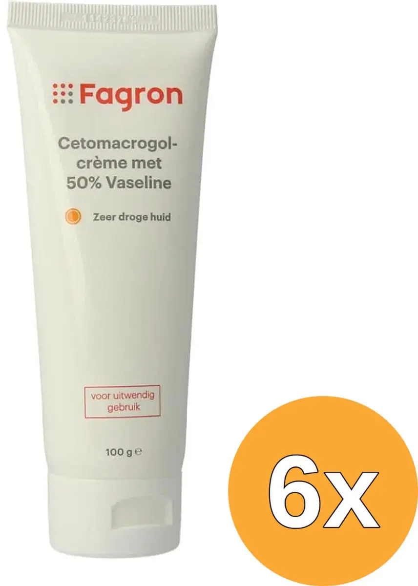 6x Fagron Cetomacrogol creme 50% vaseline (100 gr)