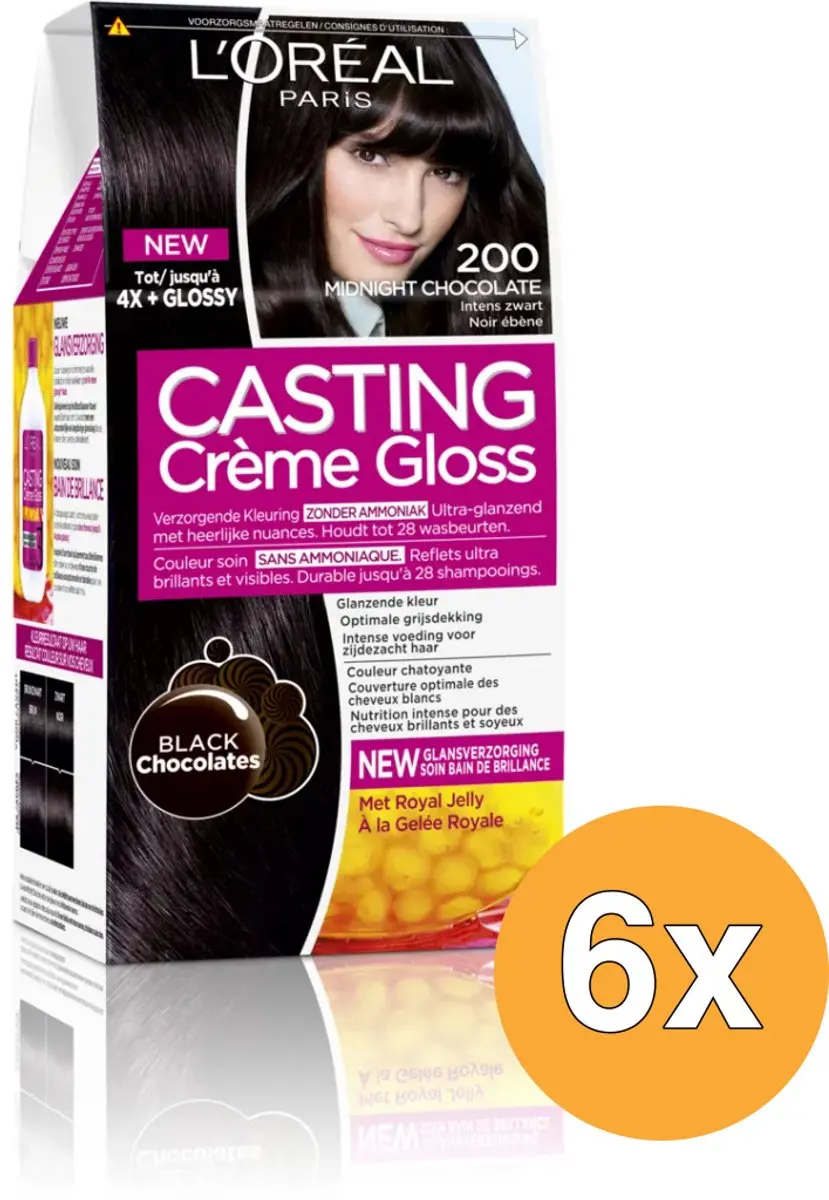 L'Oréal Paris Casting Crème Gloss 200 Midnight Chocolate - 6 Stuks