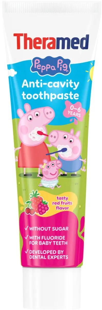 Theramed Tandpasta Junior 0-6 Maanden Peppa Pig Rood Fruit 50ml