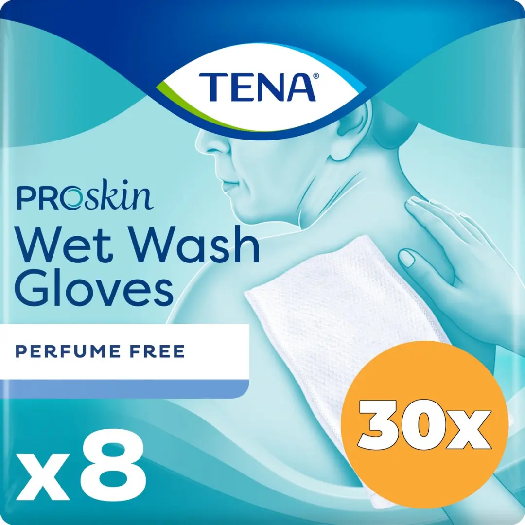 TENA Proskin Wet Wash Gloves Geurloos, 8 stuks