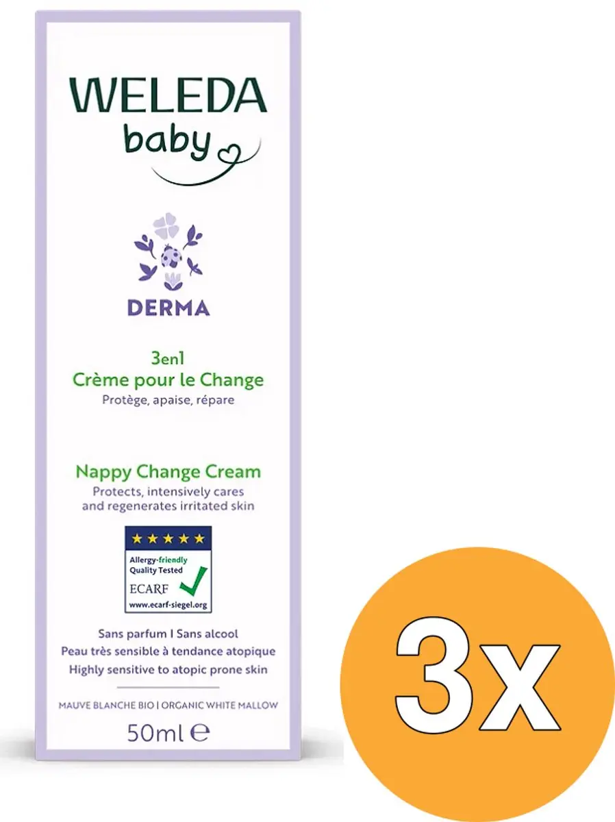 3x WELEDA Baby Derma 3 in 1 Billenbalsem (50 ml)