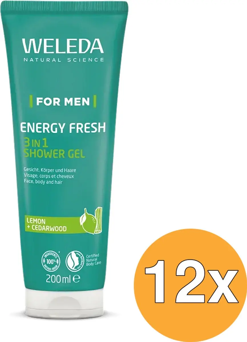 12x WELEDA Men energy fresh douchegel 2 in 1 (200 ml)