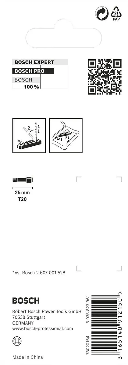 Bosch Professional Impact Insert Bit 2608522380 T20 - 8 Stuks