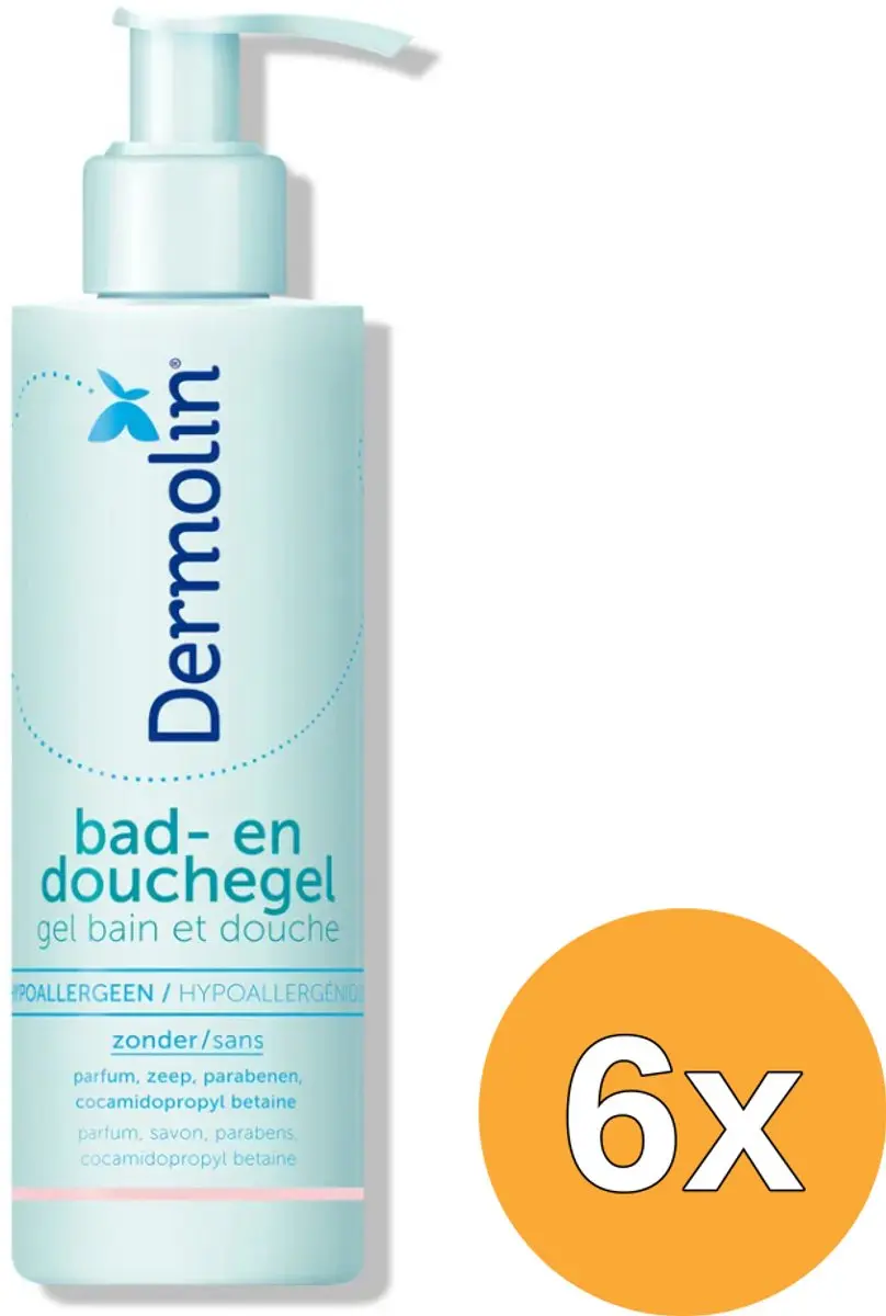 6x Dermolin Bad En Douchegel CAPB Vrij (200 ml)
