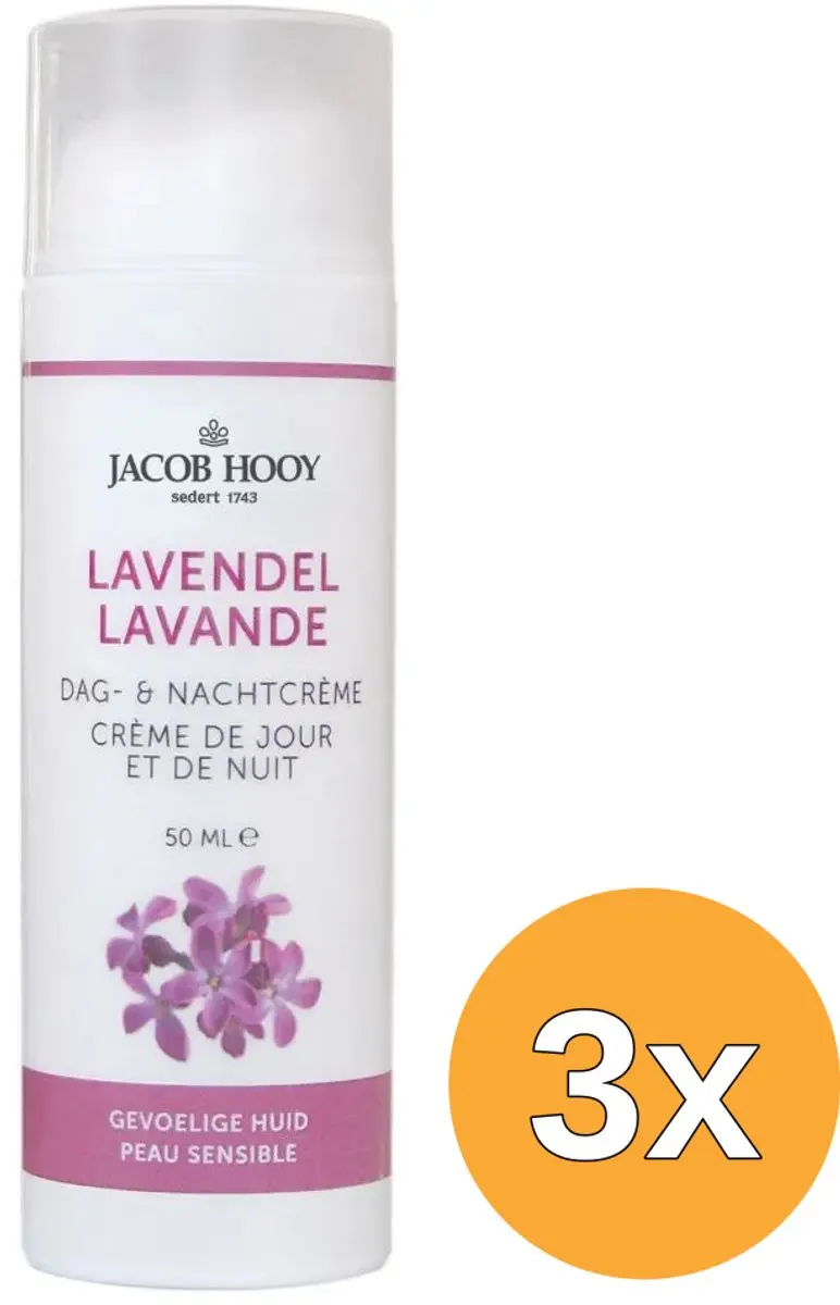 3x Jacob Hooy Lavendel Dag&Nachtcrème (50 ml)