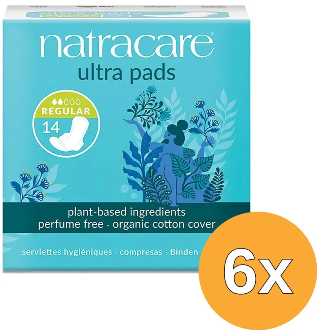 6x Natracare Maandverband ultra met vleugels (14 stuks)