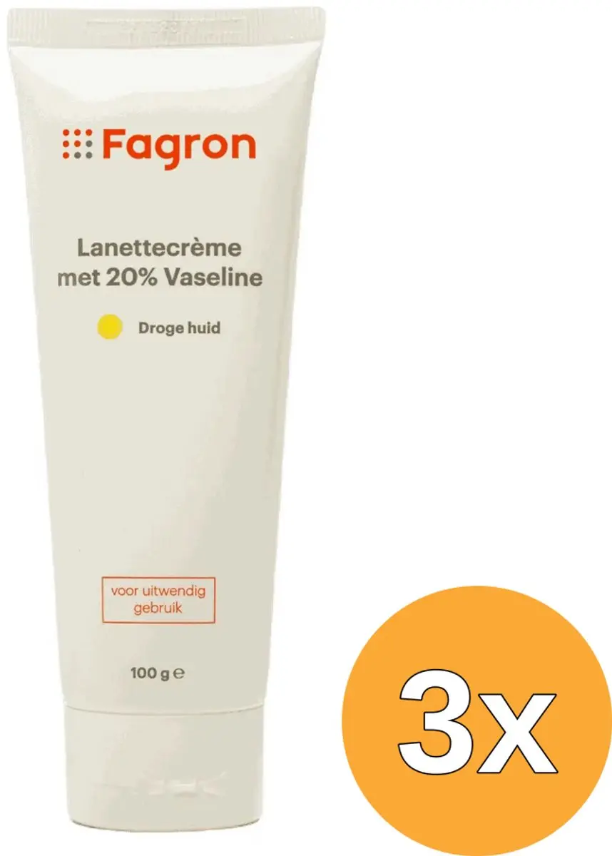3x Fagron Lanettecrème met 20% Vaseline (100 gr)