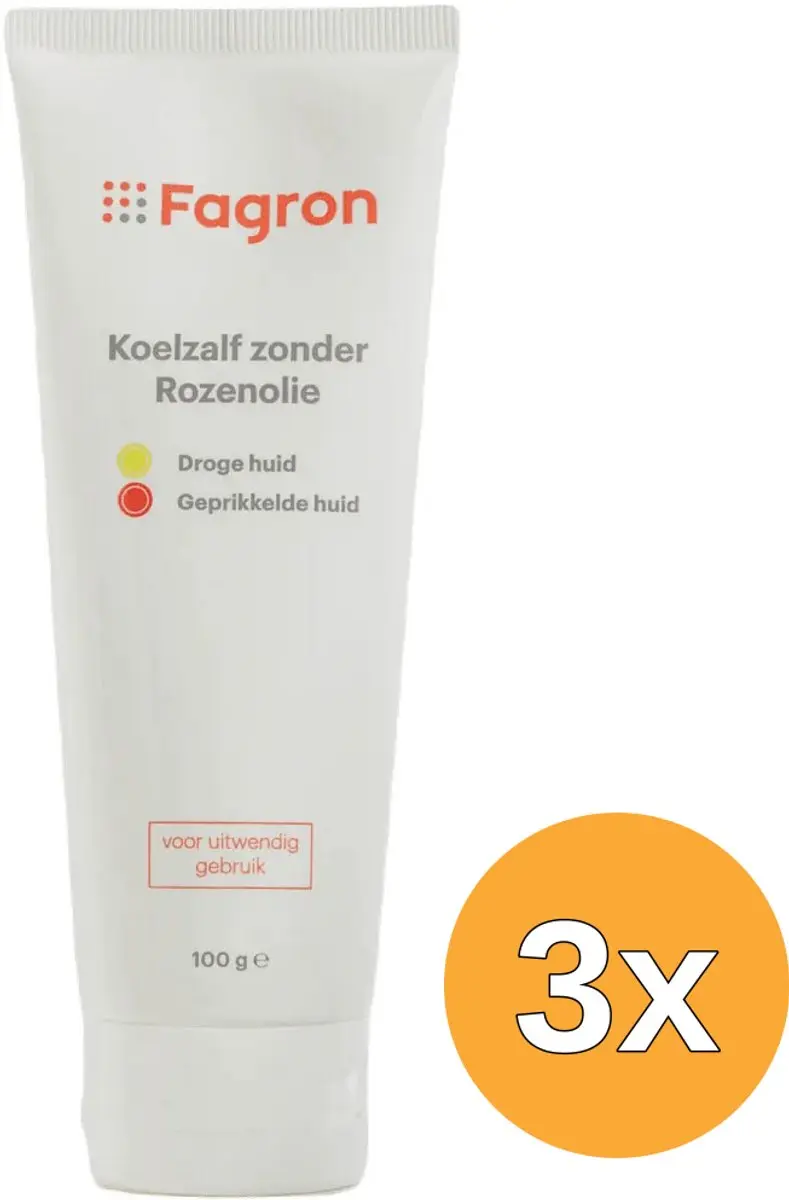 3x Fagron Koelzalf zonder rozenolie zonder doosje en bijslui (100 gr)