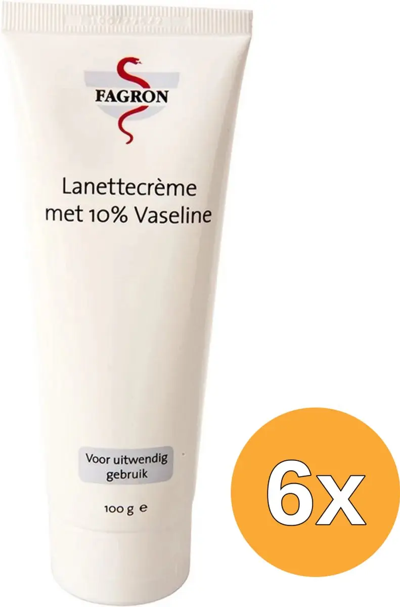 6x Fagron Lanettecreme met 10% Vaseline (100 gr)