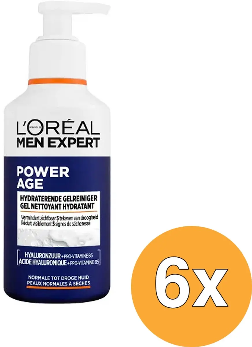 6x L'Oréal Paris Men Expert Power Age Hydraterende Gel Cleaner (6 x 260 ml)