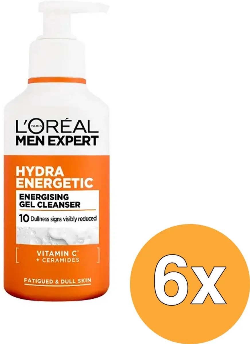 6x L'Oréal Paris Men Expert Hydra Energetic Energising Gel Cleaner (6 x 260 ml)