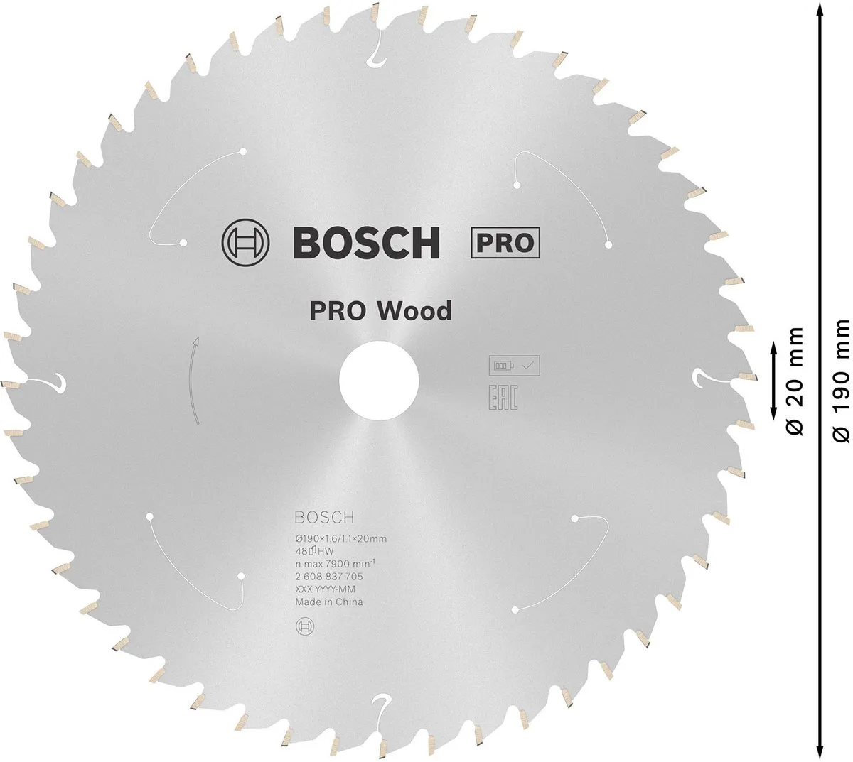 Bosch Professional PRO Wood Zaagblad 190mm 24 Tanden