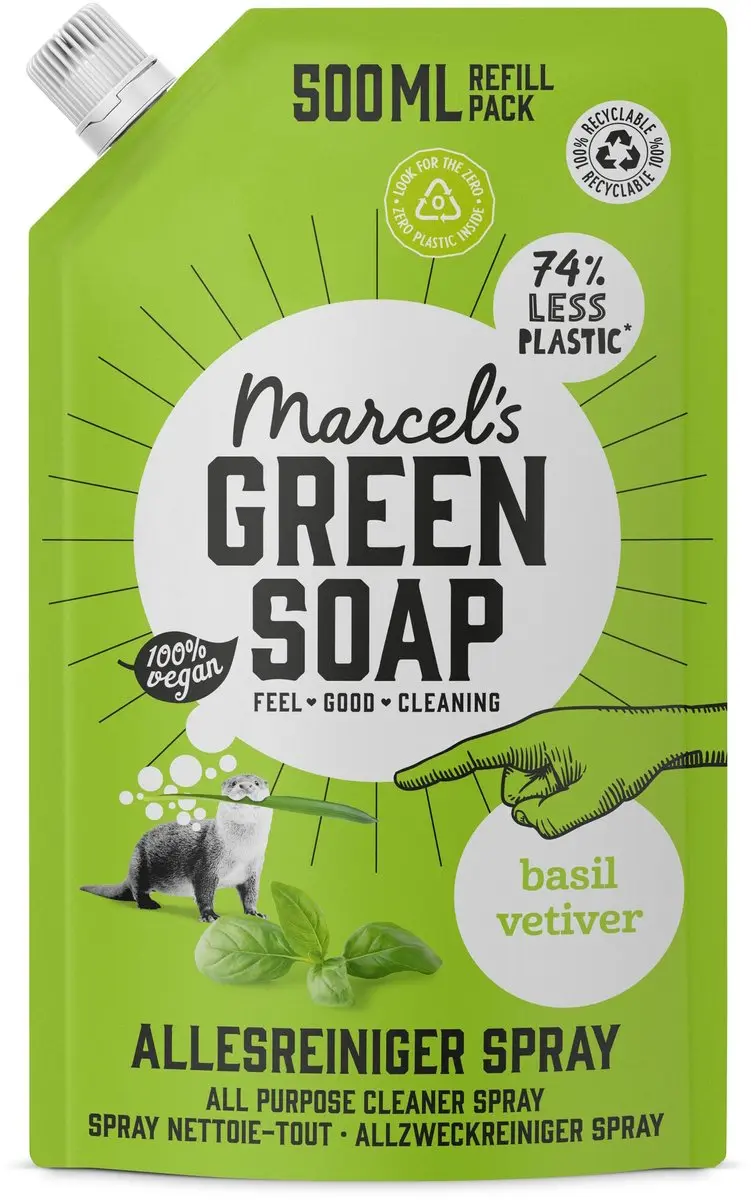 Marcel's Green Soap Allesreiniger Spray Basilicum & Vertivert Gras Navulling 500