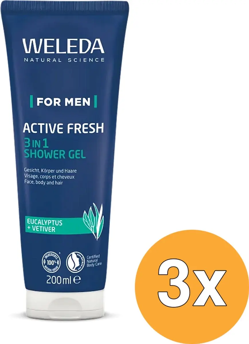 3x WELEDA Men active fresh 3 in 1 (200 ml)